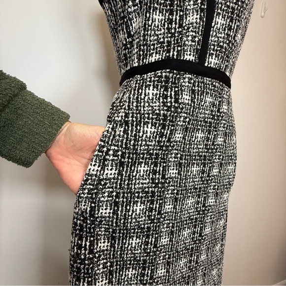 Lands End Sleeveless Tweed Black White Plaid Sheath Dress Women’s Size 6T (Tall) - Picture 4 of 12